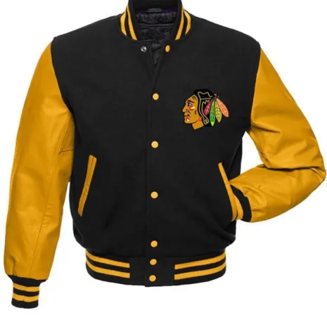 Chicago-Blackhawks-NHL-Varsity-Black-and-Yellow-Jacket.webp