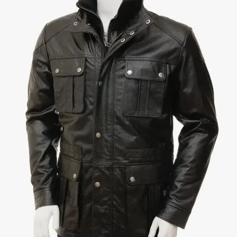 Men’s Black Leather Jacket: Nis