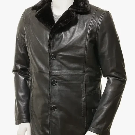 Men’s Black Leather Jacket: Tytherleigh