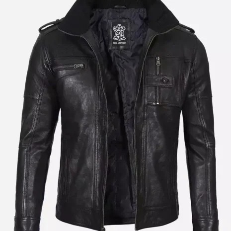 Mens Cafe Racer Washed Leather Jacket