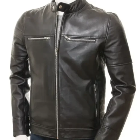 Men’s Classic Vintage Biker Black Leather Jacket