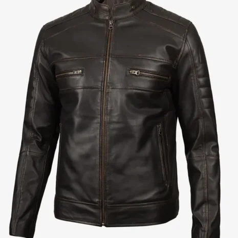 Mens Real Leather Vintage Brown Leather Jacket