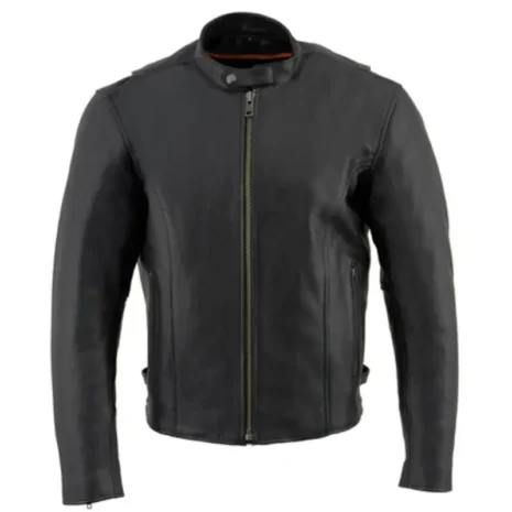 Milwaukee Leather LKM1710 Men's Black Classic Scooter Style Leather Motorcycle Jacket with Removable Thermal Liner