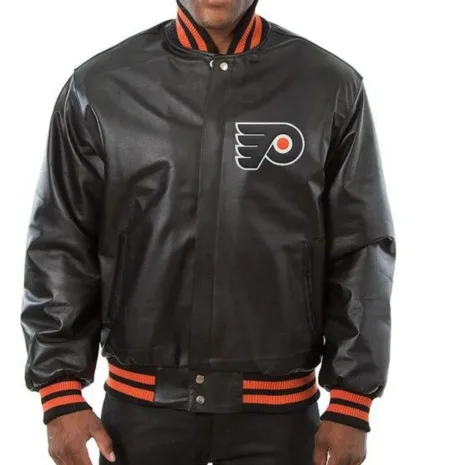 Philadelphia-Flyers-Black-Leather-Bomber-Jacket.webp