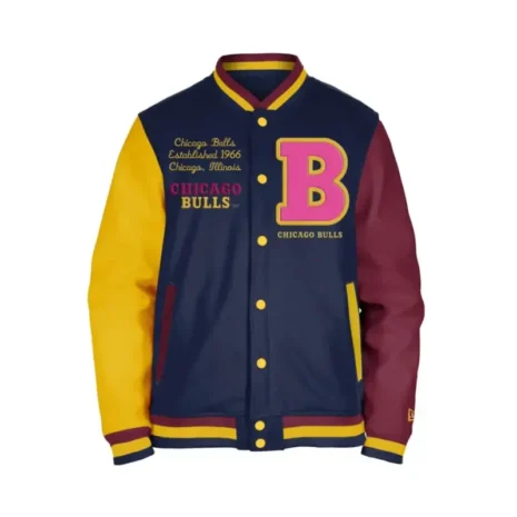 The Chicago Bulls Color Pack Jacket features chest with embroidered