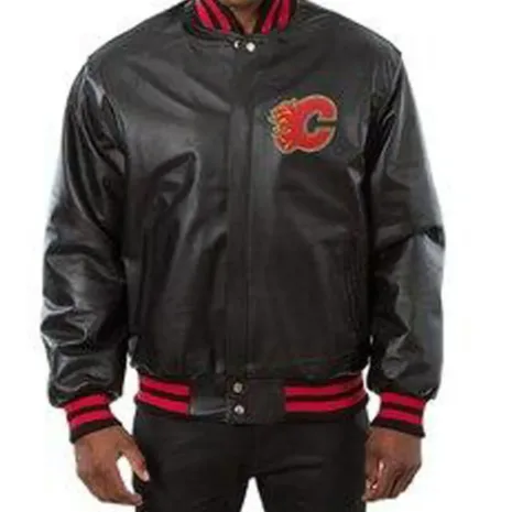 Varsity-Calgary-Flames-Black-Leather-Jacket.webp