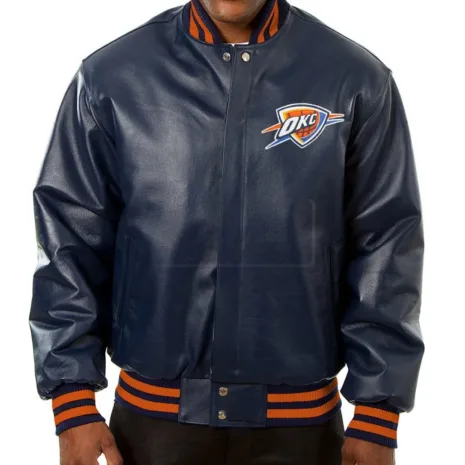 Varsity-Oklahoma-City-Thunder-Navy-Blue-Leather-Jacket.webp