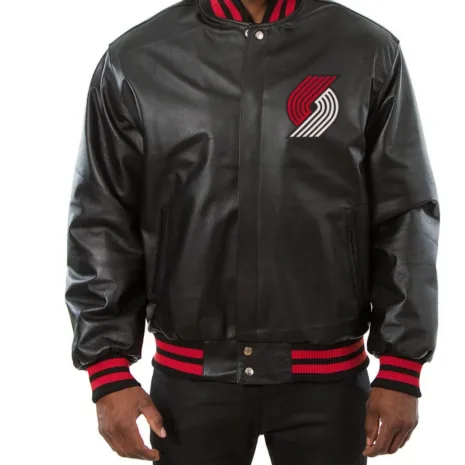 Varsity-Portland-Trail-Blazers-Black-Leather-Jacket.webp