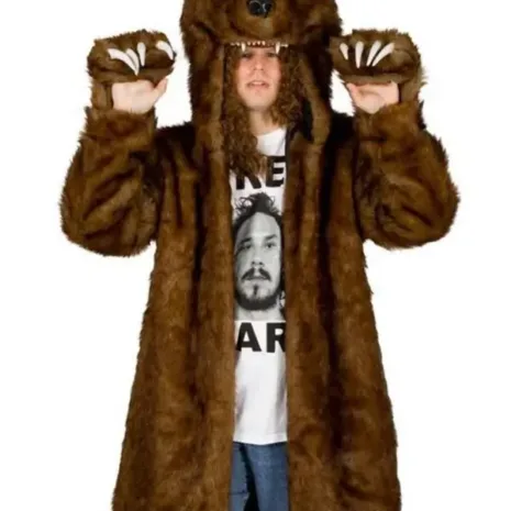 Workaholics-Bear-Brown-Hooded-Fur-Coat-1.webp